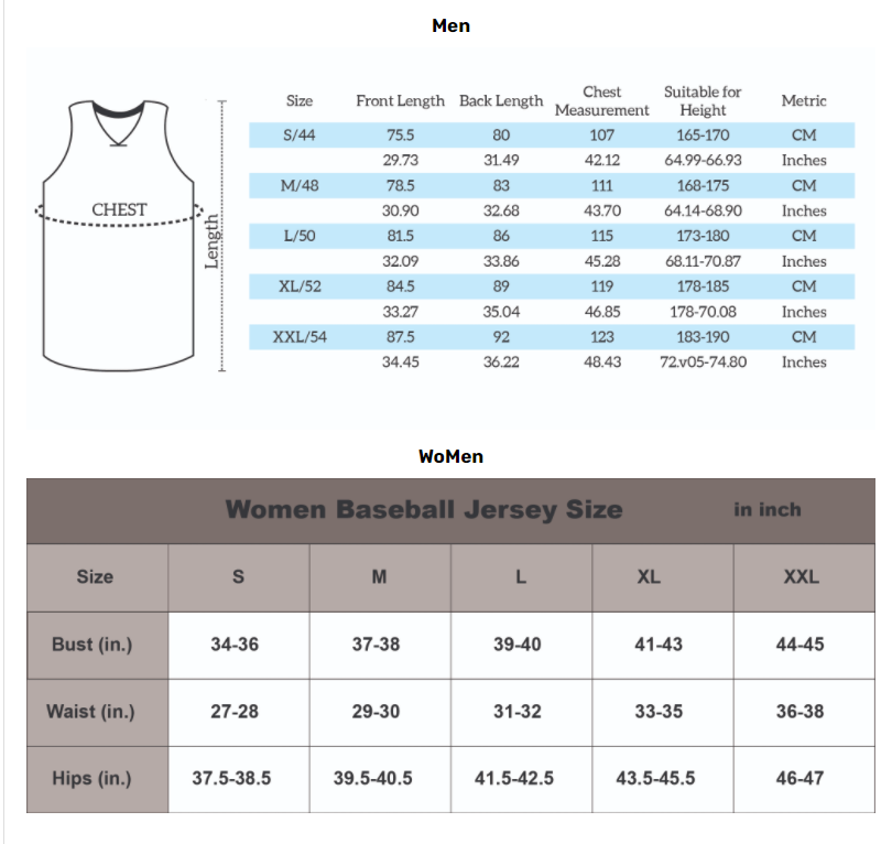 Size Chart NBA