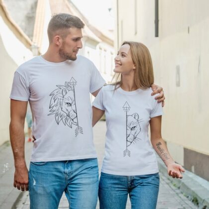 Lion couples shirts - Lioness matching couple shirts - His and hers shirts  - Couple t shirt - Black t-shirts