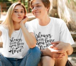 Cute Valentine Matching Outfits with 'Shower the People You Love with Love' - Set for Couples