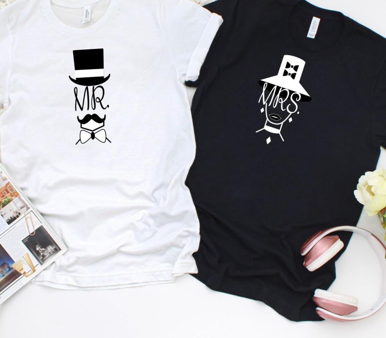 Just Married Mr. & Mrs. Matching Outfits - Cute Vintage Set for Couples & Honeymoon Gifts - Image 4