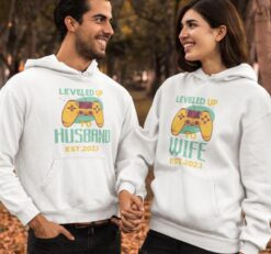 Leveled Up to Husband & Wife Custom Est - Matching Set for Gamer Couples