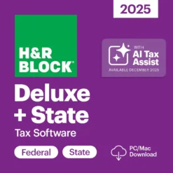 H&R Block Tax Software Deluxe + State 2025 Win/Mac [PC/Mac Online Code]